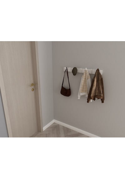 Hepsi3boyutlu Modern Duvar & Kapı Kanca Askılık - 7 Adet Beyaz Kanca Askılık - Model No : 5 Beyaz