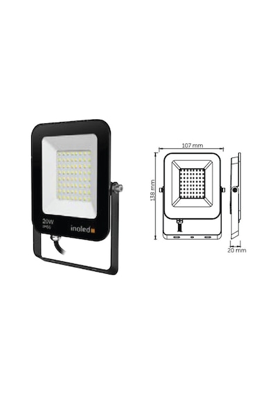 İnoled 20w 6500k Egra Serisi Ip66 Beyaz Led Projektör 7202-01