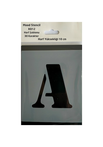 Stencil Harf Boyama Şablonu X012 Harf Yüksekliği 10 Cm