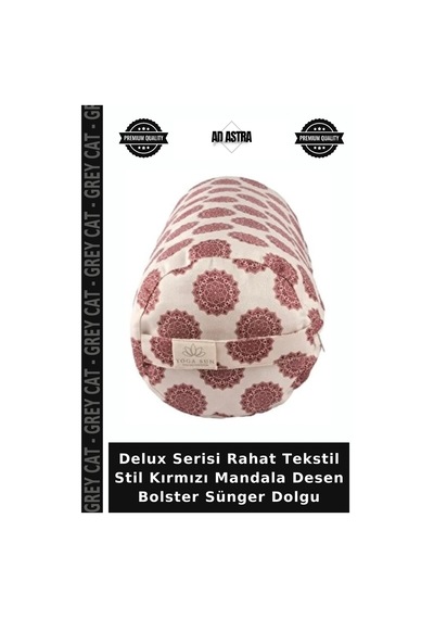 Delux Serisi Rahat Tekstil Stil Kırmızı Mandala Desen Bolster Sünger Dolgu
