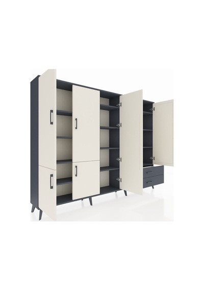 Arges Dolap 12 Raflı 2 Çekmeceli 7 Kapaklı 220x30x163 Antrasit-ay Antrasit-aytaşı/antrasit Arges Dolap 12 Raflı 2 Çekmeceli 7 Kapaklı 220x30x163 Antrasit-ay Antrasit-aytaşı/antrasit