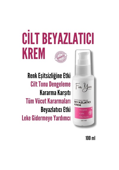 Cilt Beyazlatıcı Krem Kararma Karşıtı - Ton Eşitleyici - Renk Açıcı Krem