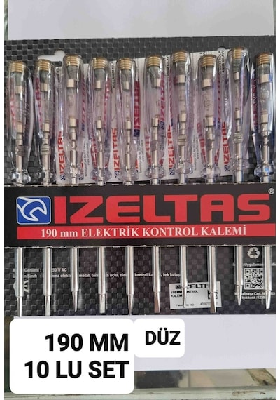 İzeltaş Kontrol Kalemi 190 Mm Düz Uçlu 10 Adet