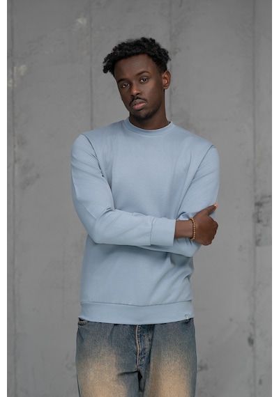Fbı Slimfit Modal Kumaş Baharlık Sıfır Yaka Likralı Sweatshirt Mavi