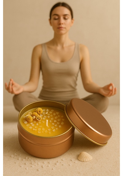 Papatya Kokulu Meditasyon Mumu Doğal Soya Mum Sarı