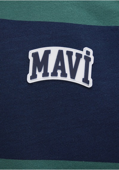 Mavi - Mavi Logo Çizgili Lacivert Sweatshirt 0s10371-70497 Lacivert