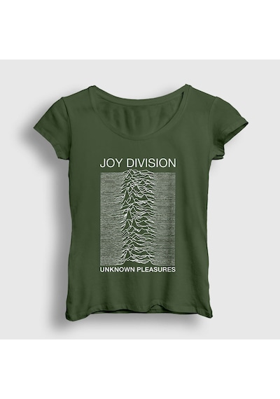 Presmono Kadın Unknown Pleasures Joy Division T-shirt Haki