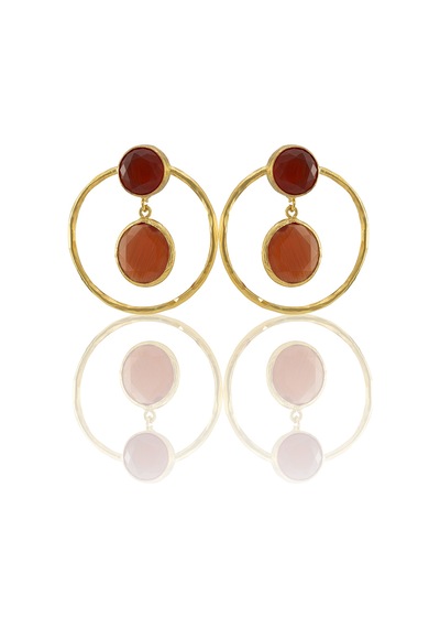 Kadir Jewellery 22 Ayar Altın Kaplama Kadın Halka Küpe -el İşçiliği Ve Hipoalerjenik Küpe Kırmızı