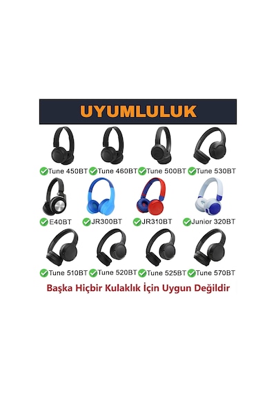Jbl T450bt 460bt Tune 500bt 510bt 520bt 525bt 530bt 560bt 570bt & E40bt & Jr Serisi İle Uyumlu Soğutucu Jel Kulaklık Pedi - İpeksi Kumaş & Hafızalı Köpük Kulaklık Süngeri Siyah