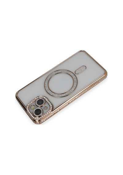 Apple iPhone Uyumlu 13 - Kılıf Joke Simli Magneticsafe - Kılıf - Gold