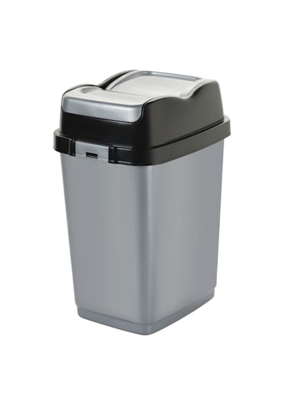 Dünya-09713-400 Ve 410 Easy Çöp Kovası Plastik 18lt 234x296x425mm Siyah Çift Kapaklı Gri - 12'li Paket