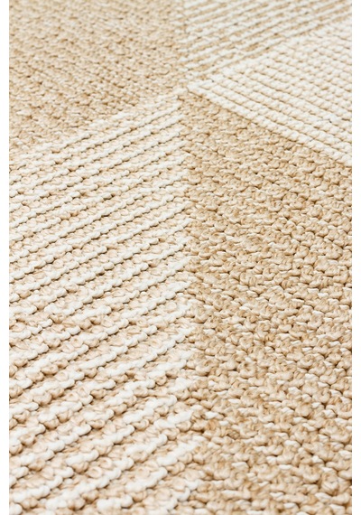 Loft Lf08 Geometrik Desenli Bej Modern Salon Halısı Hav Toz Vermez