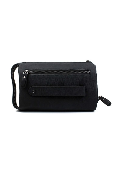 Alphaclub Bag Erkek Hakiki Deri Siyah El Çantası Clutch Portföy Çanta