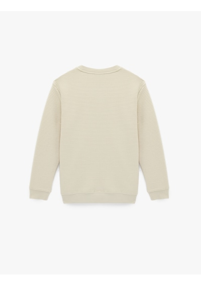 Koton Uzun Kollu Regular Fit Bisiklet Yaka Sweatshirt Ekru 6sam70053mk Ekru