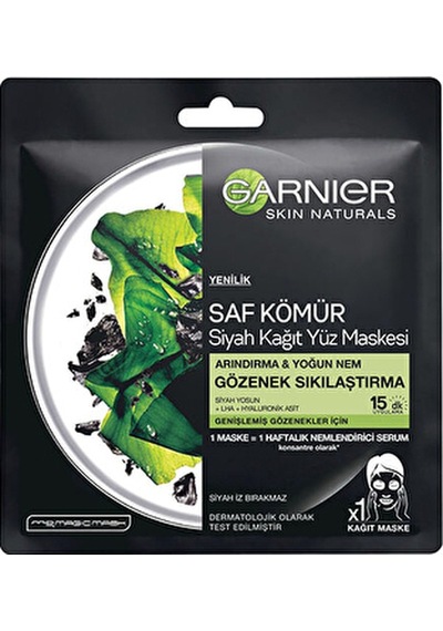 3 Adet Garnier Kağıt Maske Saf Kömür Gözenek Sıkılaştırıcı