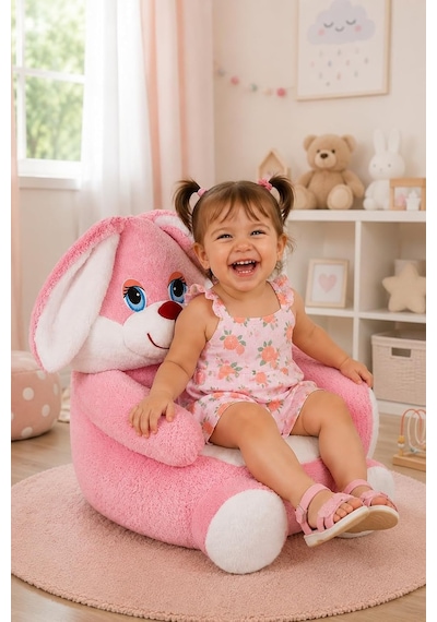 Özgüner Oyuncak Pelüş Oturma Koltuğu,çocuk Koltuğu,bebek Oturağı,puf,pelüş Puf,bebek Pufu Tavşan Çok Renkli