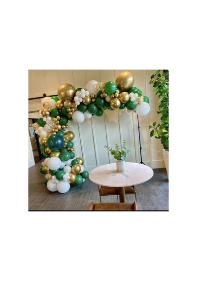 Krom Gold Koyu Yeşil Ve Beyaz Balon Zinciri 100 Adet Mix