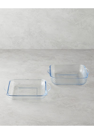 English Home Bake&serve Cam Kapaklı Kare Fırın Kabı 24x21,5 Cm Şeffaf Şeffaf