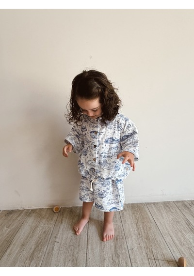 Oh La La Koala Mare Linen Müslin Şortlu Takım Ekru