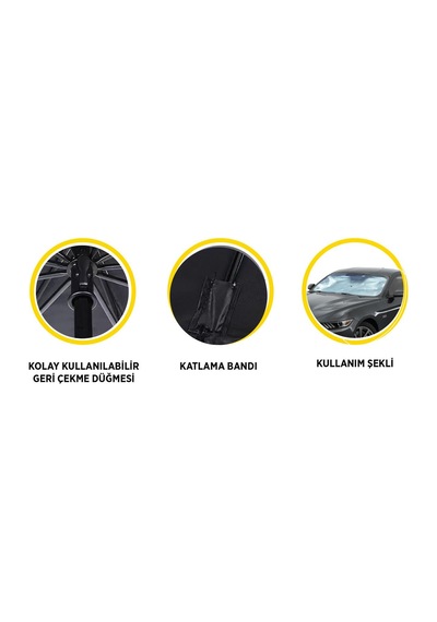 Space24 Spk06 Katlanabilir Araç İçi Şemsiye Güneşlik Siyah