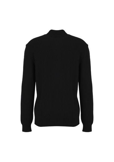 Fabrika Siyah Erkek Bato Slim Fit Fitilli Kazak F6wm-kzk 2036