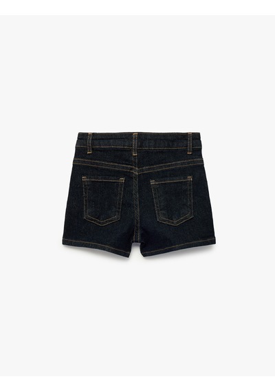 Koton Pamuklu Cepli Denim Şort Koyu İndigo 6skg40109ad Koyu Indigo