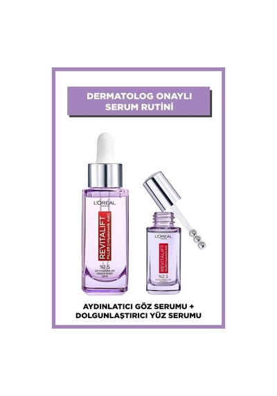 L'Oréal Paris Revitalift Filler %1.5 Saf Hyaluronik Asit   Serum& Aydınlatıcı Göz Serumu & Roller pktgzbkmst-9424