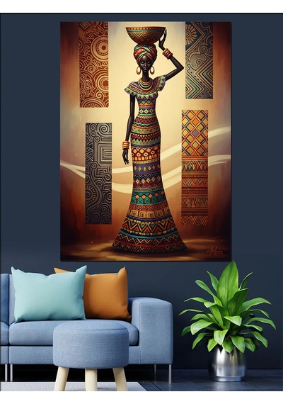 Ahşap Tablo Afrikalı Kadın Tribal Sanat