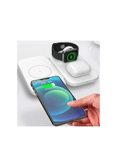 Ally W66 15w 3 İn1 Android + Apple Uyumlu iPhone Taşınabilir Mini Kablosuz Hızlı Şarj Stand - Hs08377954-2 Siyah