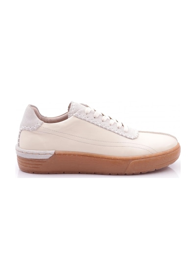 Dgn 34610 Kadın Bağcikli Sneaker Ayakkabi Kırık Beyaz Süet