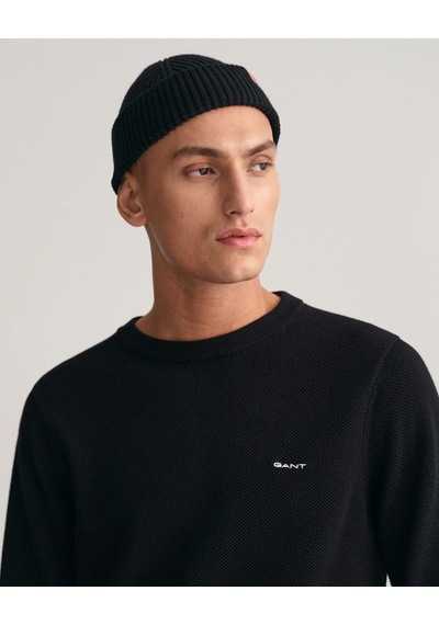 Gant Erkek Regular Fit Bisiklet Yaka Kazak-siyah Siyah