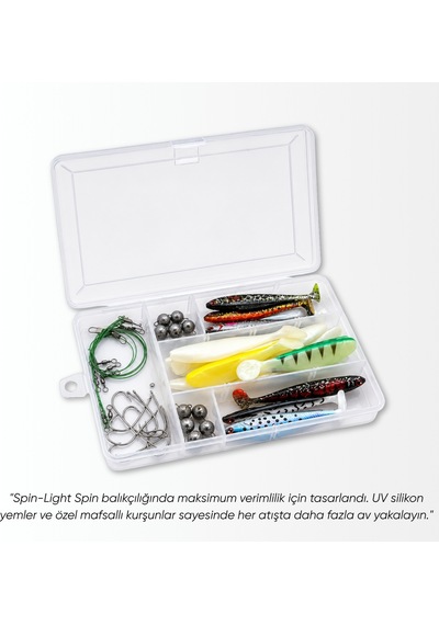 Silikon Spin At-çek Yem Seti - 42 Parça - Kurşunlu - Yem Kutulu - Fishack 2007