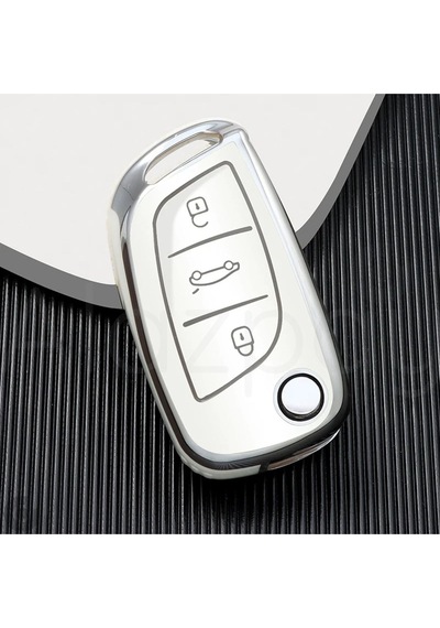 Peugeot 107 207 307 407 308 408 3008 5008 Tpu Anahtar Kılıfı Beyaz