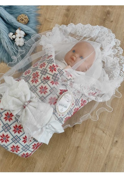 Bebek Battaniyesi Dış Kundak Dantelli Bebek Kundağı Unisex Hastane Çıkışı Hediyelik Yenidoğan Kırmızı