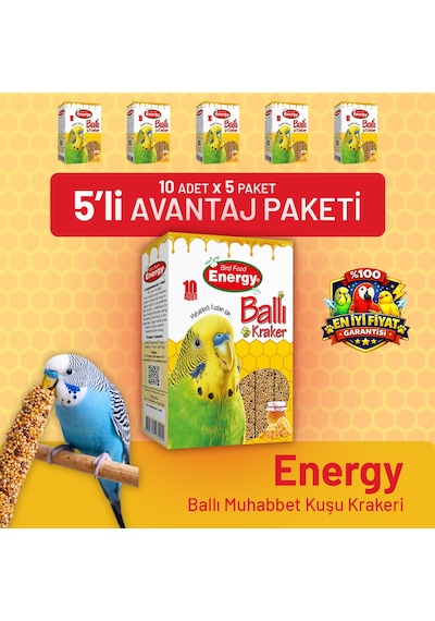 Ballı Muhabbet Kuşu Krakeri 10'lu- 5 Adet 10 Adet