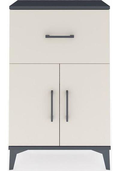 Arges Komodin Tek Raflı Tek Çekmeceli 2 Kapaklı 60x30x96 Antr... Antrasit