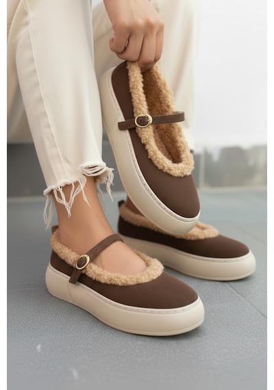 Fox Shoes V811269502 Kahverengi Süet İçi Kürklü Günlük Kadın Ayakkabı Kahverengi