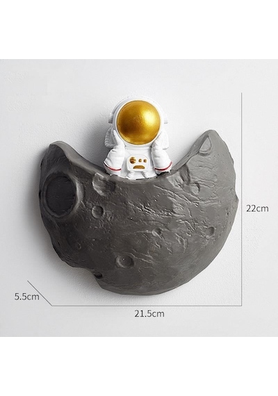 Dekoratif Modern Büyük Boy Üçlü Astronot Ve Ay Figürlü Çocuk Odası Dekor Ev Duvar Dekorasyon