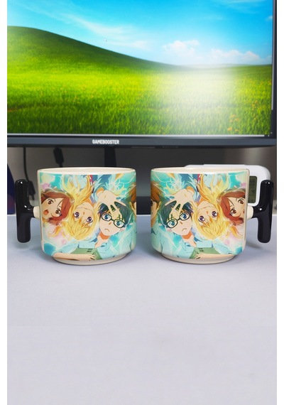 Your Lie İn April Anime Baskılı Seramik Lüks Kupa 1 Adet T Şeklinde Özel Siyah Kulp Dalga Kulp V5t Çok Renkli