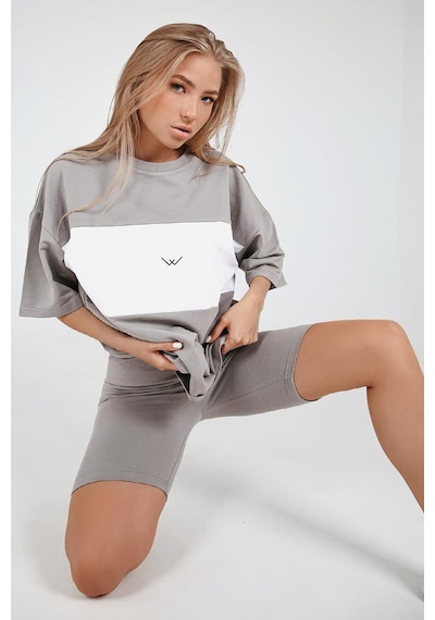 Madmext Mad Girls Boyalı Gri Nakışlı Tişört Mg1421-boyalı Gri