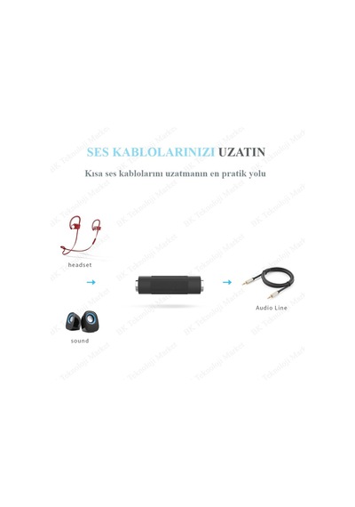3.5Mm Stereo Dişi / Dişi Uzatma Adaptörü - 2 Adet