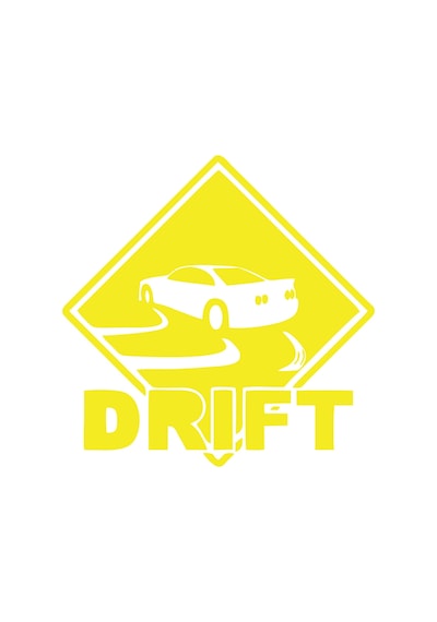 Drift Araba Sticker 17x17 Cm Sarı