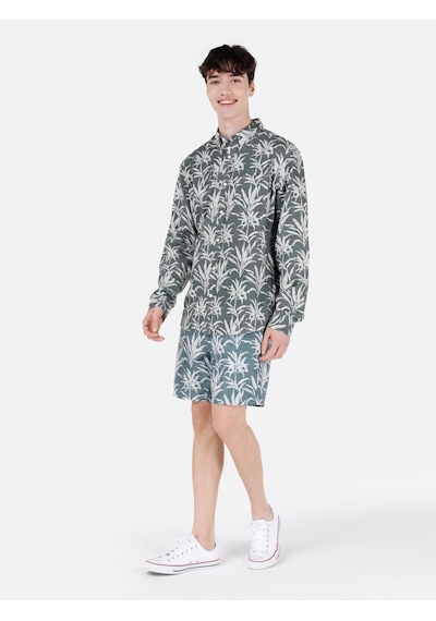 Colin's Colins Regular Fit Shirt Yaka Desenli Yeşil Erkek Uzun Kol Gömlek Cl1067541 Q1.v2 Kha Haki