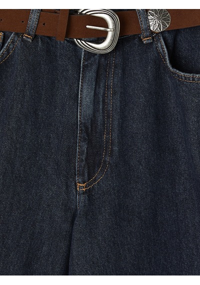 Lcw Jeans İndigo Beli Kemerli Kadın Jean Pantolon