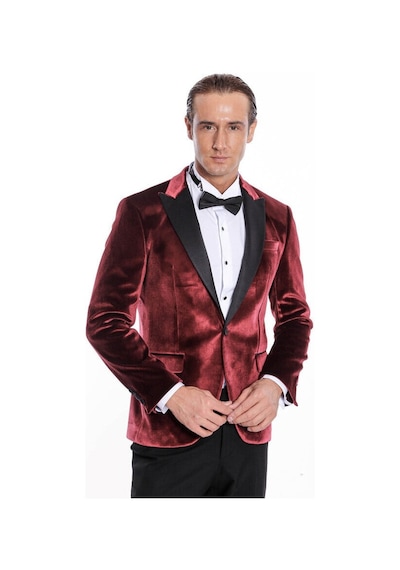 Wessi Kadife Slim Fit Bordo Erkek Smokin Ceket Bordo
