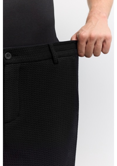 Avva Erkek Siyah Yanı Lastikli Gofreli Elastan Slim Fit Pantolon A62y3080