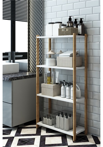Elvira Beyaz Ahşap 4 Katlı Çiçeklik, Saksılık, Çiçek Standı, Dekoratif Raf - Çok Amaçlı Kullanım Beyaz - 660977009 Beyaz