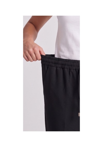 Milera Siyah Beli Lastikli Bağcıklı Rahat Klasik/havuç Kesim Double Kumaş Pantolon Siyah - 884222785 Siyah