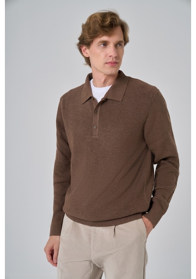 Morven Erkek Kahve Trend Polo Yaka Dynamic Fit Rahat Kesim Triko 26kc017008400 Kahve