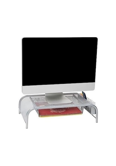 Raflı Ve 2 Cepli Monitör Ekran Yükseltici Gümüş
